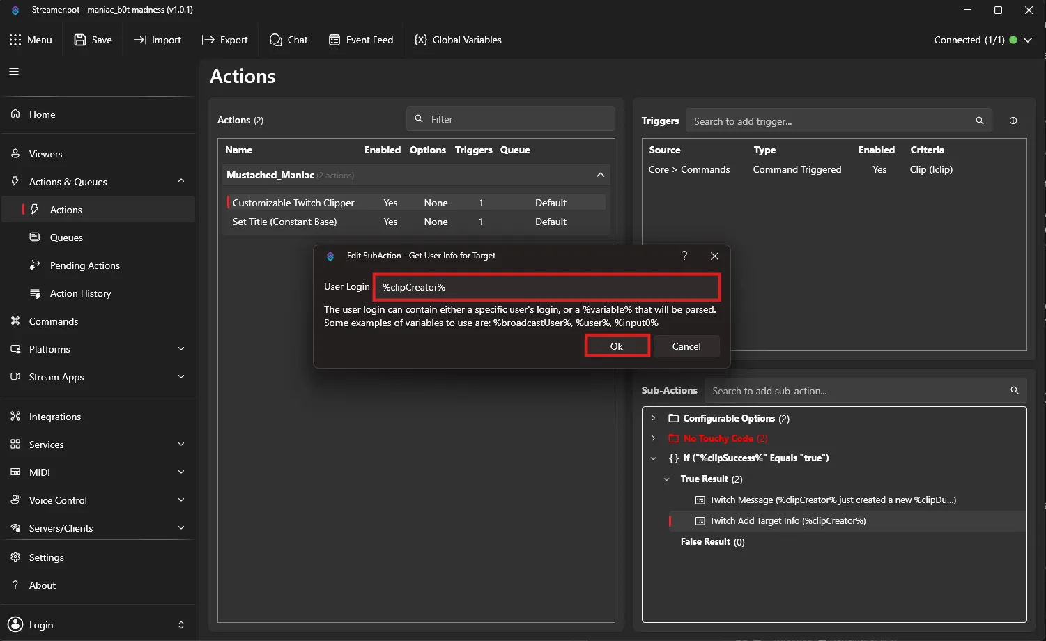 Profile Picture for Twitch Clip Creator Action in Streamer.bot