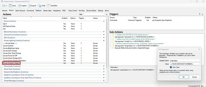 Applying Govee Lighting Snapshot