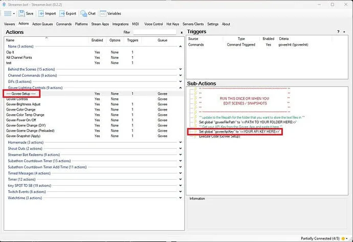 Inserting Govee API Key