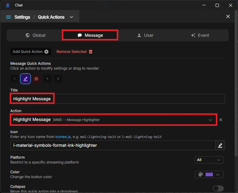 Step 3 — Assign the Highlight Action