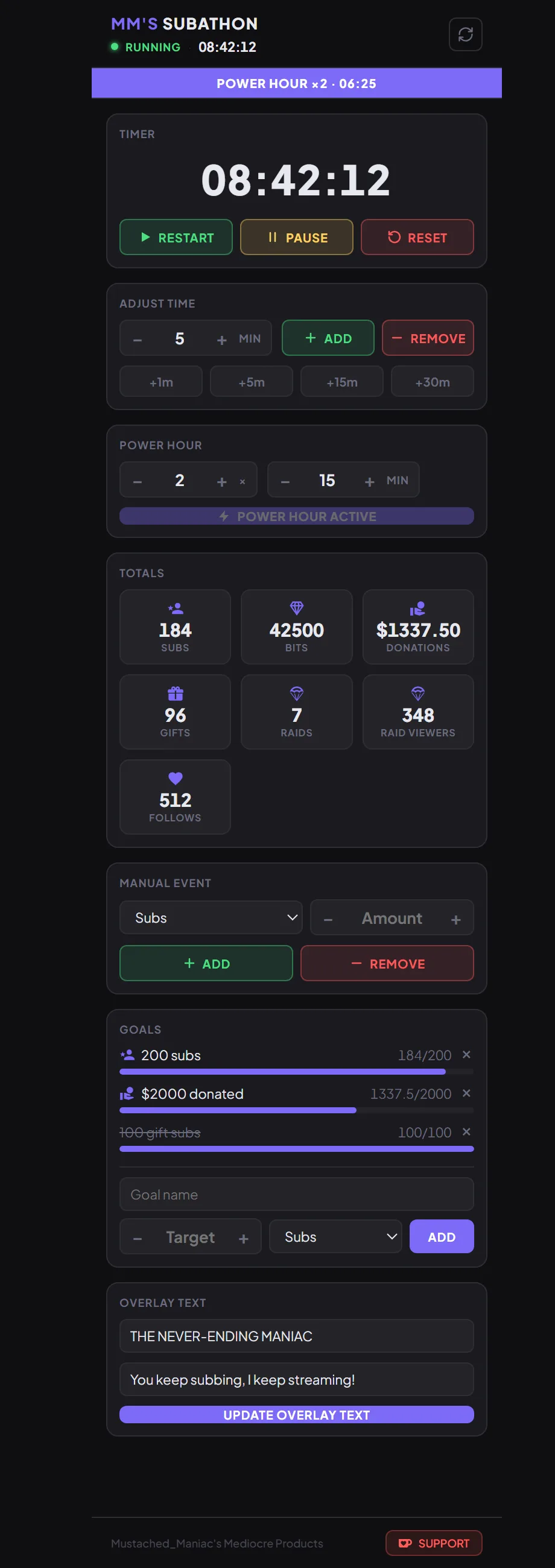Subathon Control Dock